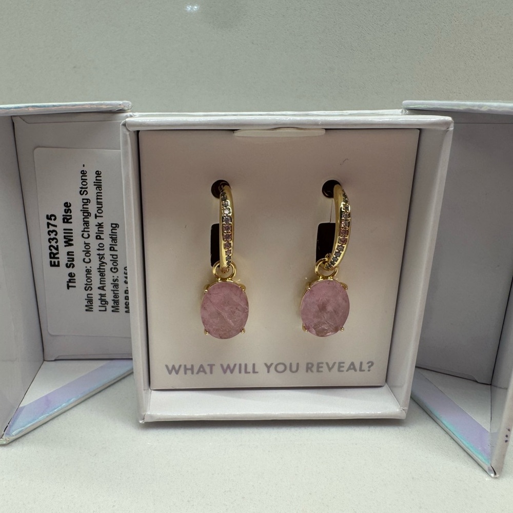 Stunning Gold and Pink Tourmaline Earrings